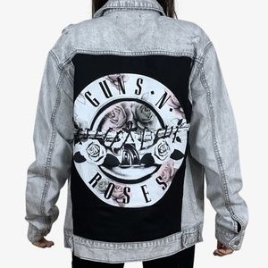 Handmade Acid Washed Denim Jacket With Band T